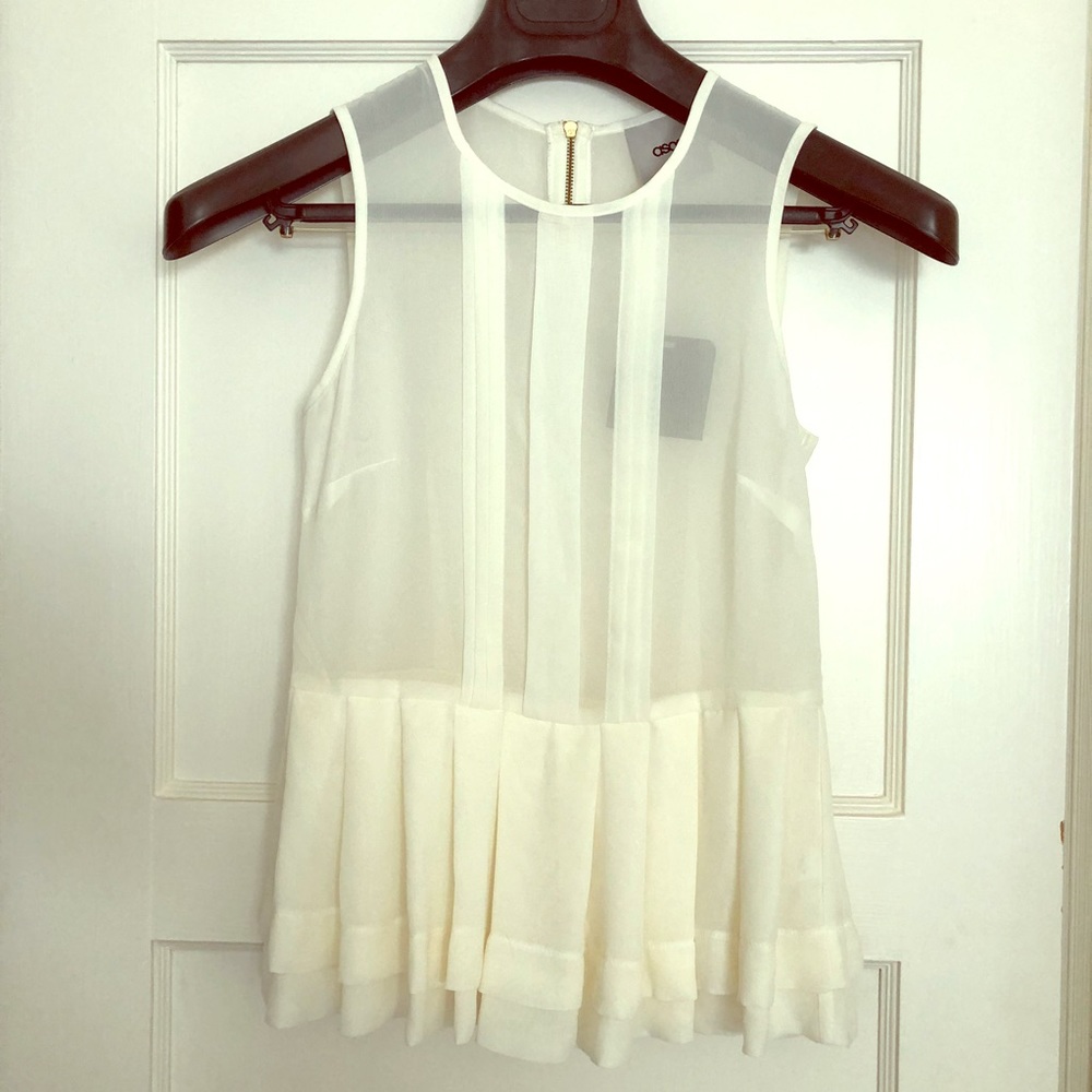 ASOS Off white sleeveless peplum blouse